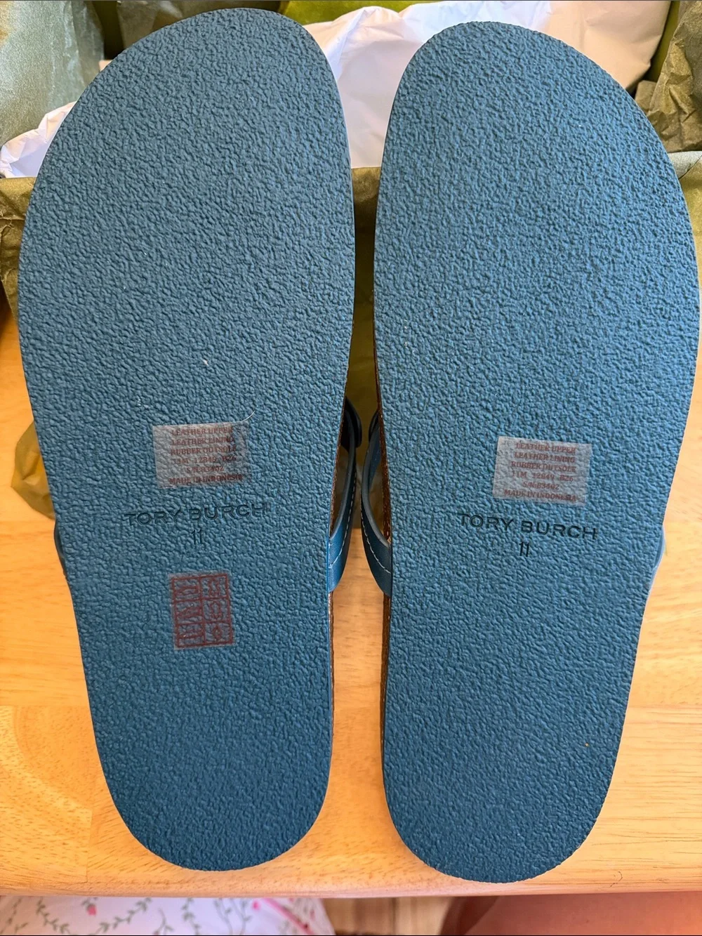 Tory Burch Blue Miller Cloud Thong Sandals -Brisk Blue NWT